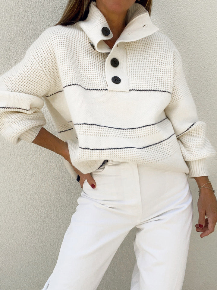 Sheena | Sweater With Open Collar And Buttons.